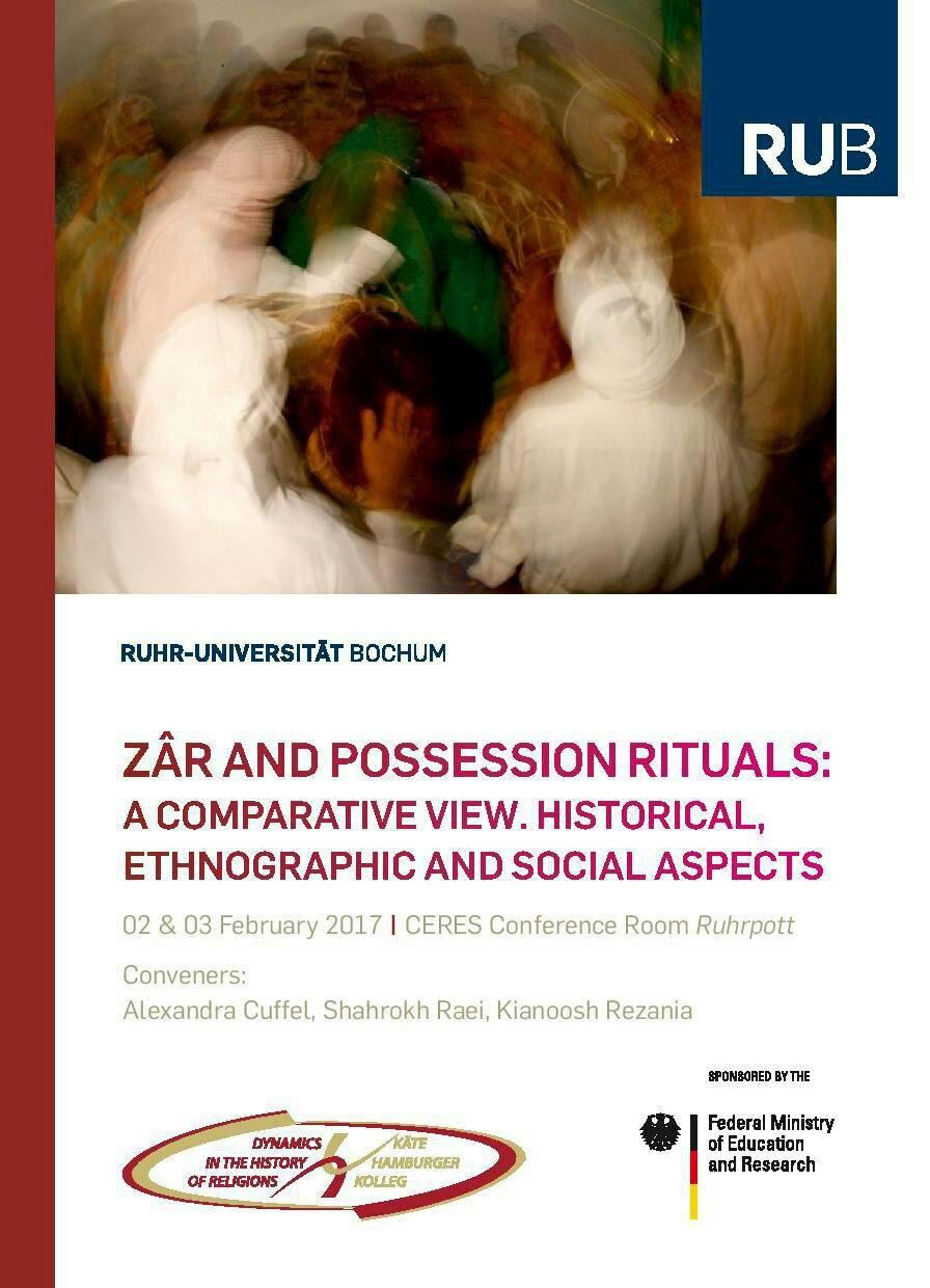 بررسی مراسم آئینی قشم توسط جامعه شناسان آلمانی در بوخوم/عکس ارسالی احمد بازماندگان روی پوستر همایش 