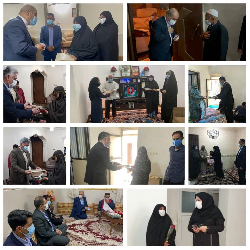 مدیرعامل، معاونان و مدیران سازمان منطقه آزاد قشم جداگانه درمنزل خانواده های شهدای قشم حضور یافتند